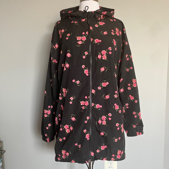Victoria's Secret Pink Long Floral Bloom Cherry blossom Anorak Windbreaker Jacke - Picture 5 of 16